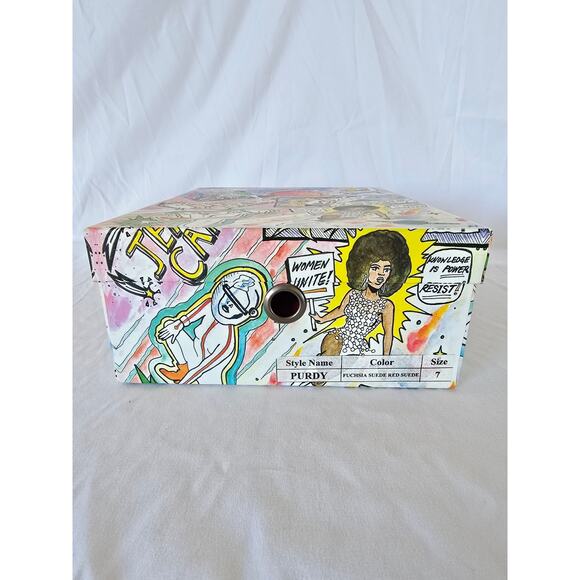 Jeffrey Campbell Purdy Pink & Red Suede Block Heel Sandals Size 7 - Picture 7 of 8